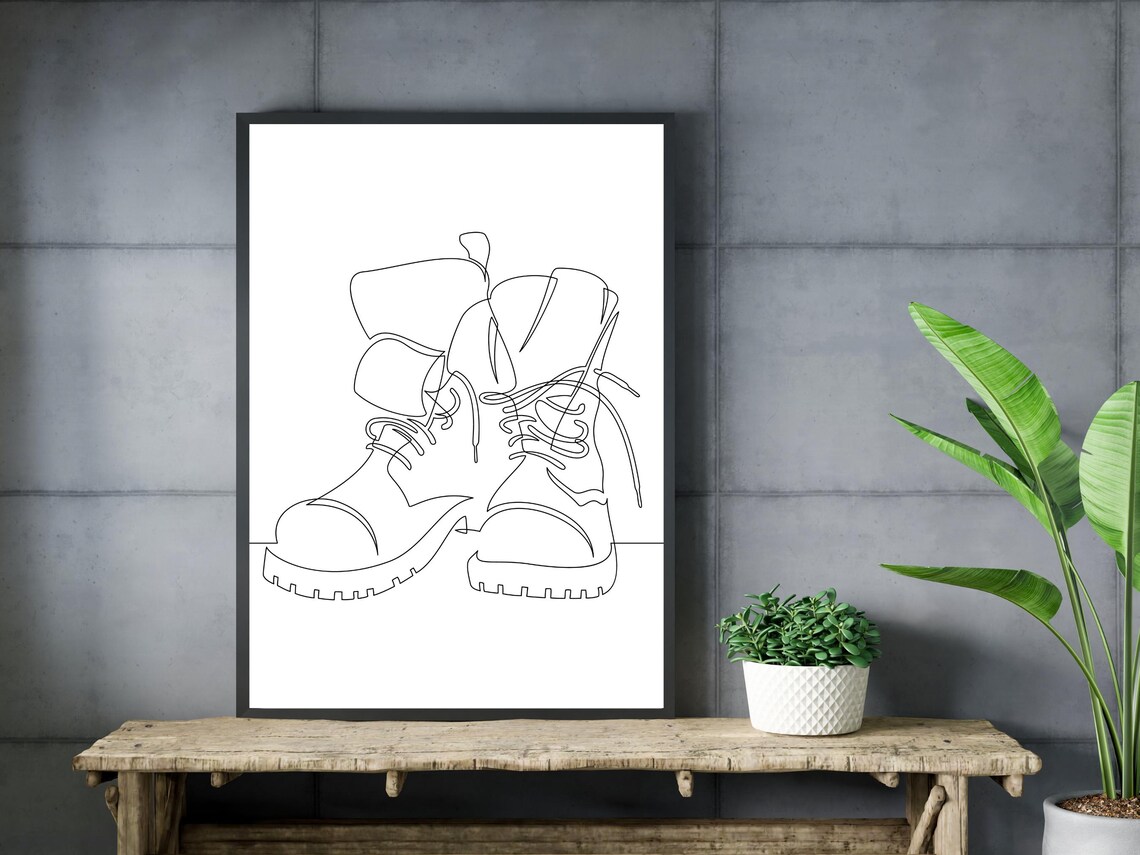 Military Boots Line Art Print, Army Boot Decor - Image 3