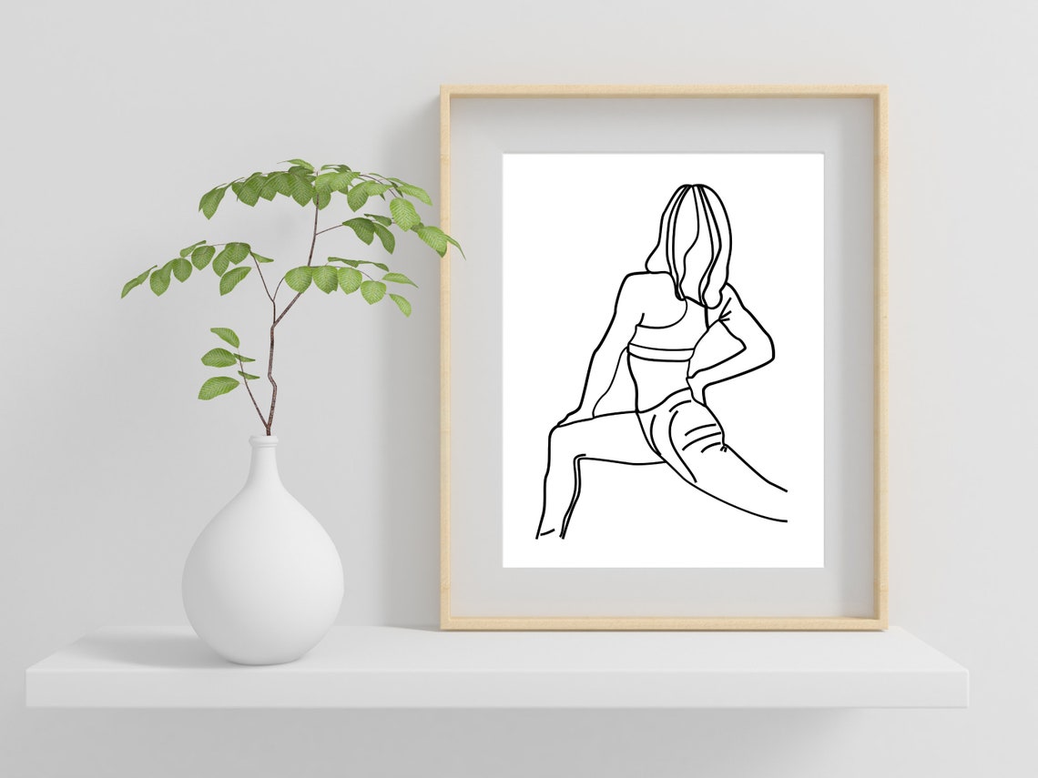 Woman Stretching Line Art Woman Workout One Line Art Gym Art Home Gym Decor Exercise Sign Workout Poster Fitness Gifts Workout Wall Art - Image 2