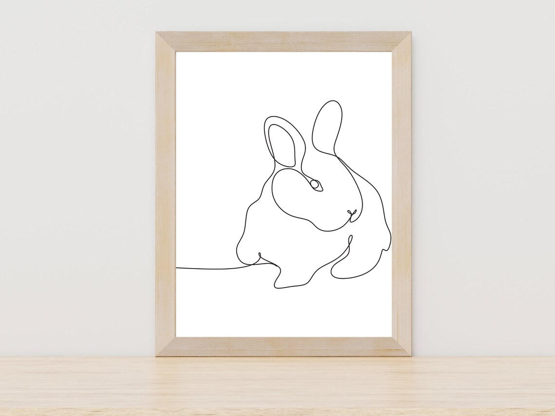 Bunny Line Art Abstract Rabbit Nursery Wall Art