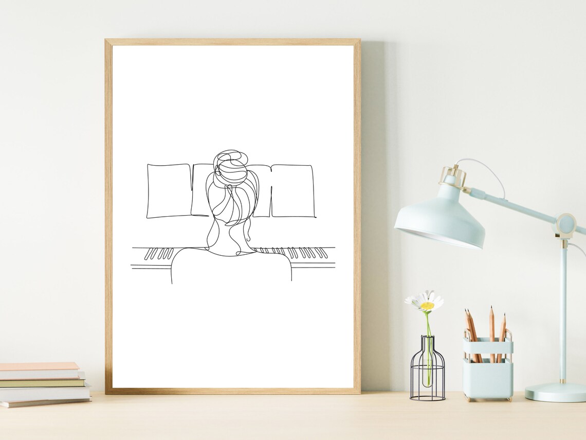 Women On Piano Line Art, Piano Lover Art Print - Image 3
