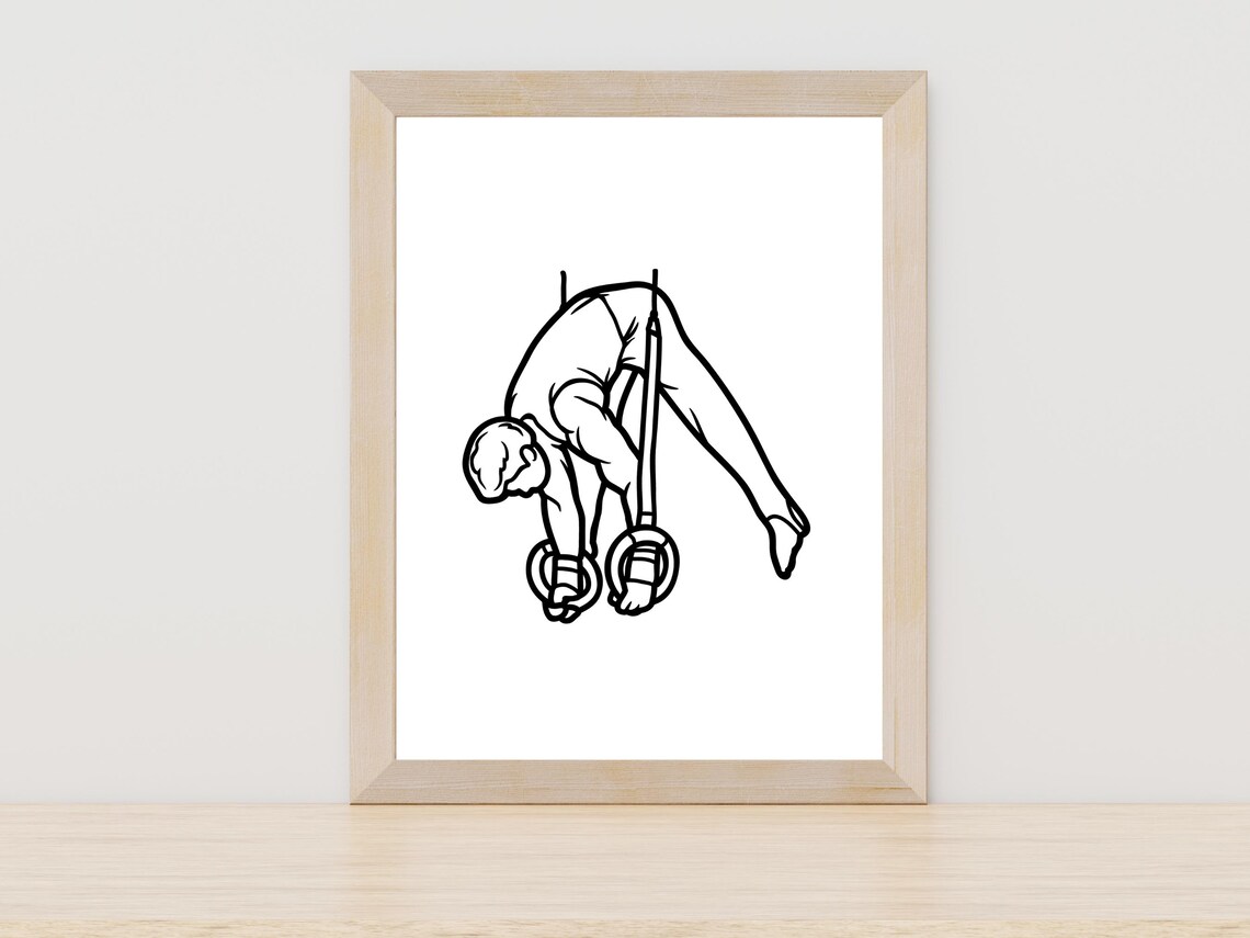 Male Gymnast Rings One Line Art Gymnastics Sport Decor Wall Art