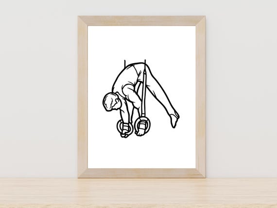 Male Gymnast Wall Line Art Gymnastics Wall Art Minimalist Gymnast Drawing Gymnastics Illustration Male Athlete Line Art Sports Line Art