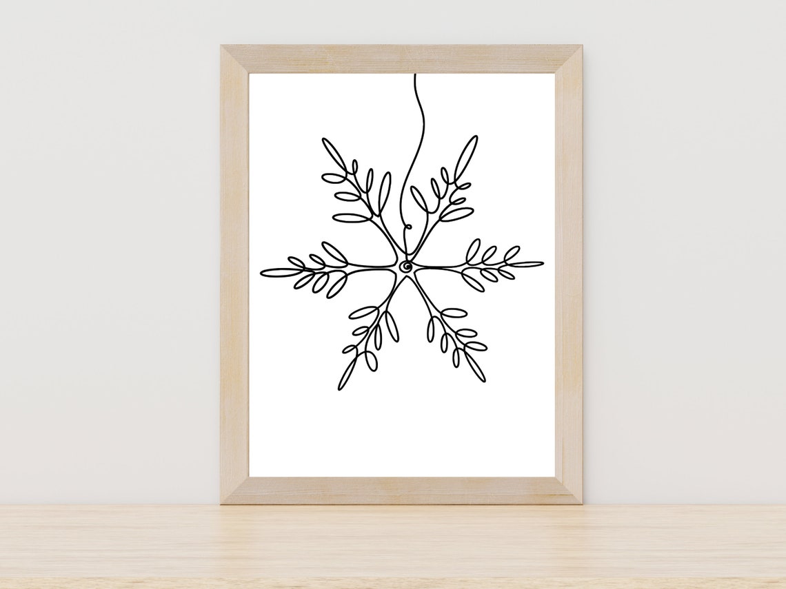 Snowflake One Line Art Winter Christmas Holiday Decor Wall Art