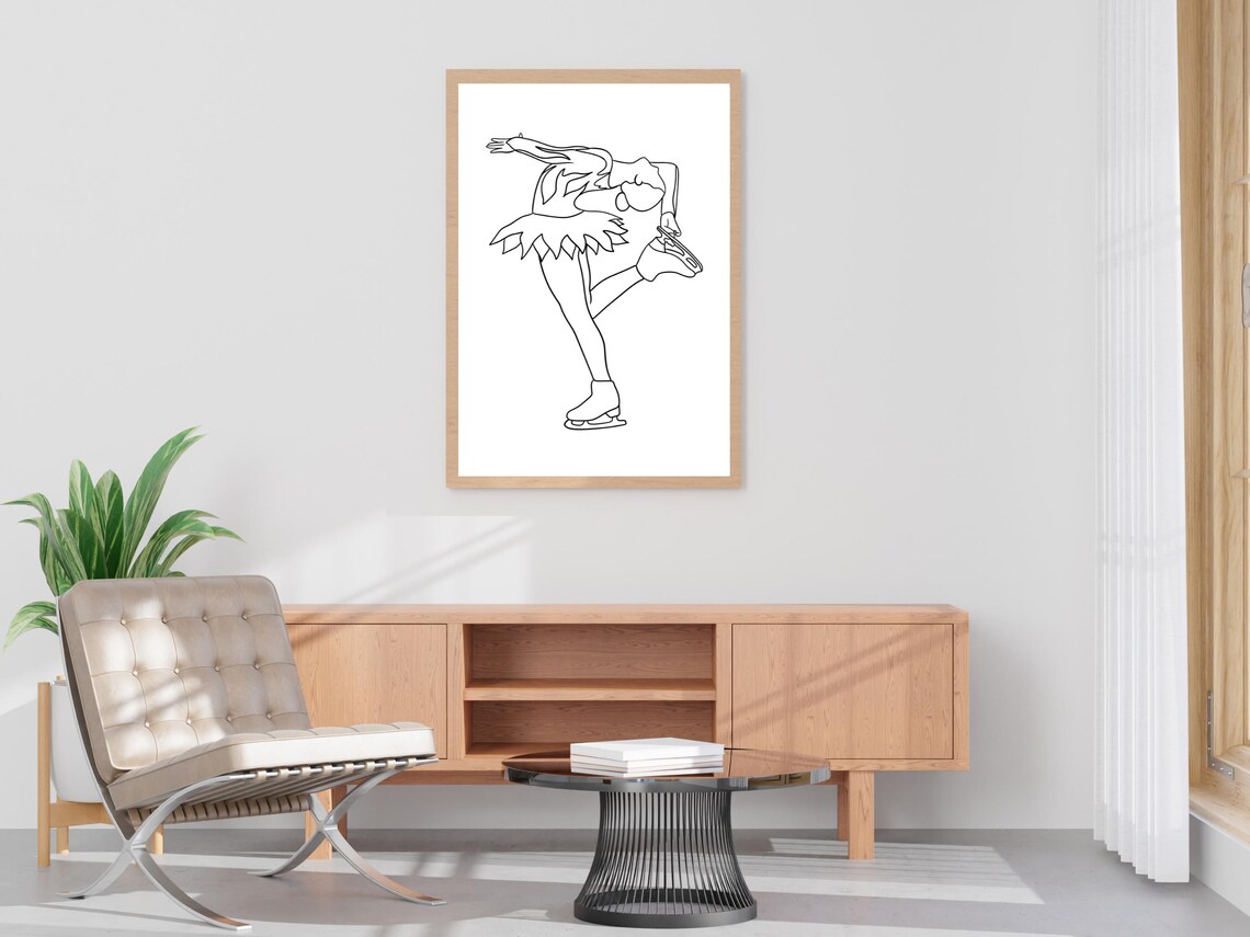 Female Figure Skater Blade Grab Spiral Line Art Sport Poster - Image 4