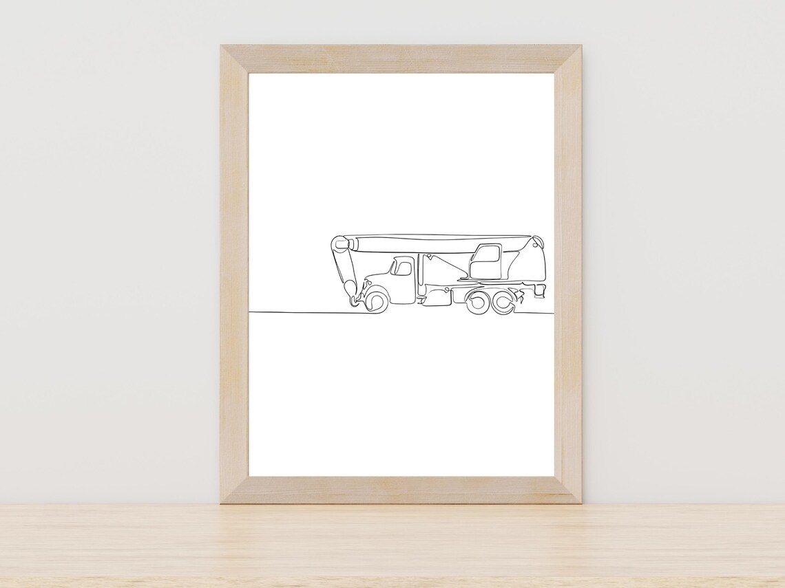 Concrete Mixer Truck One Line Drawing Minimalist Vehicle Print