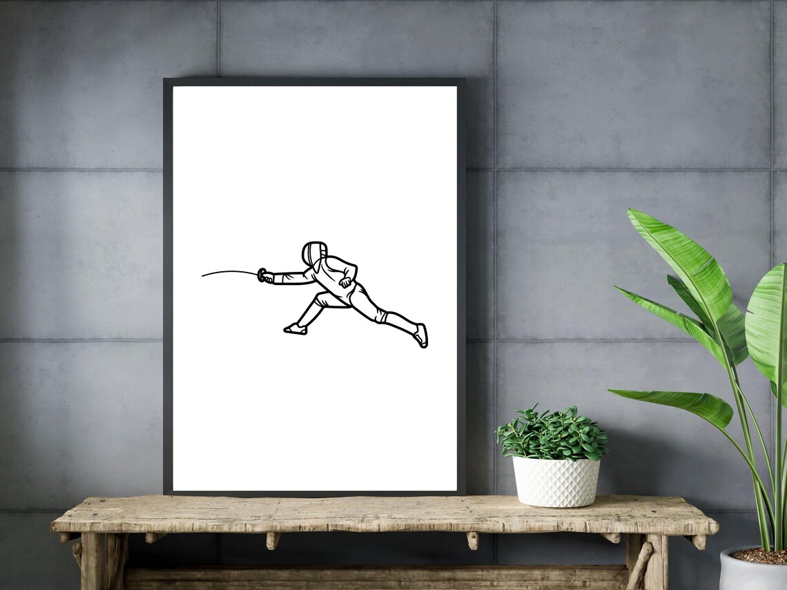 Fencing Line Art Minimalist Fencer Art Print - Image 3