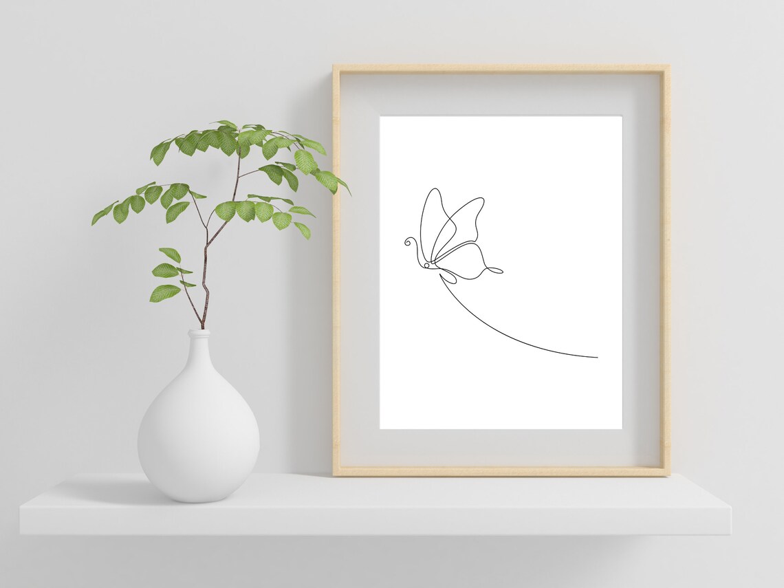 Butterflies Line Art Minimalist Wall Art Print - Image 2