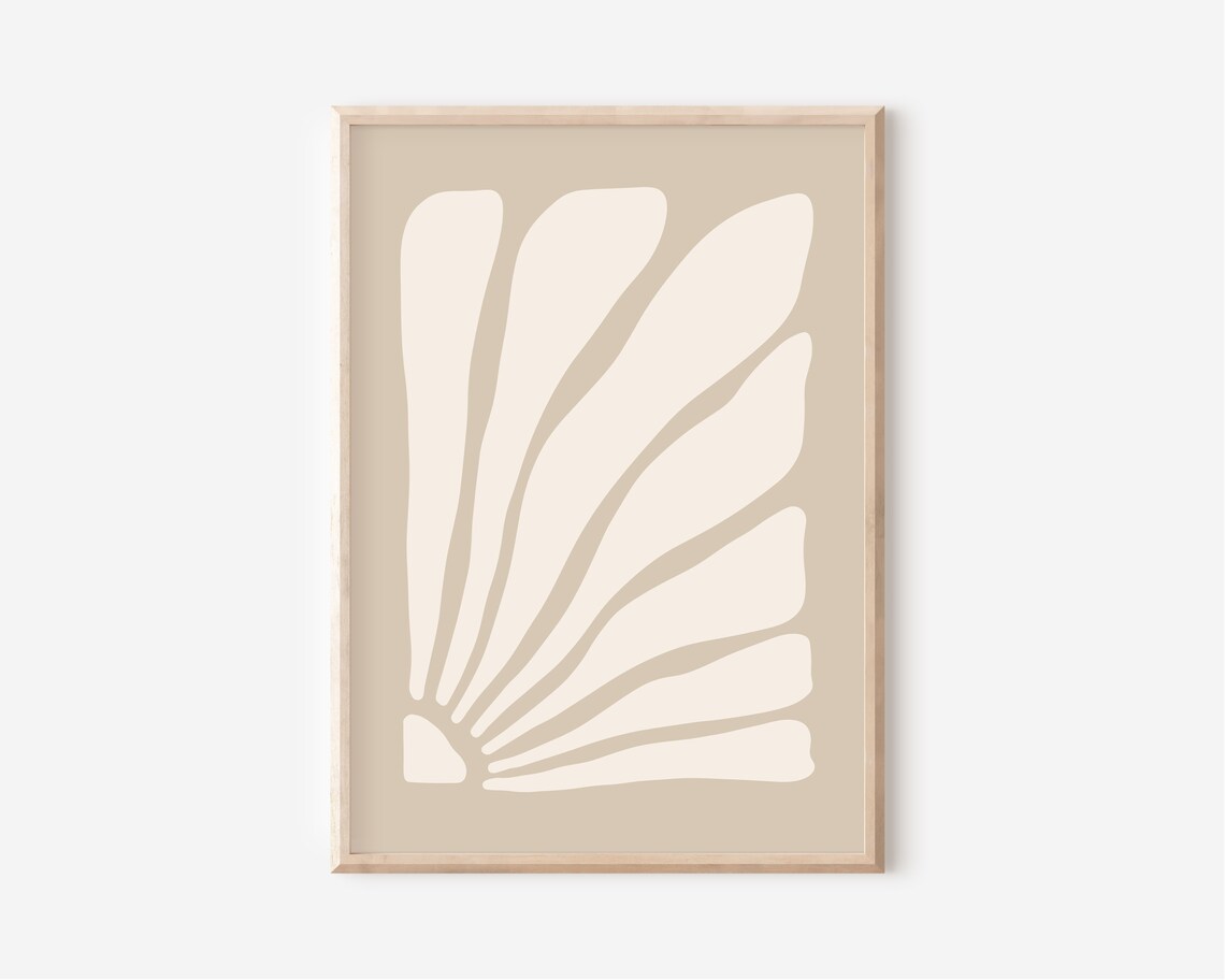 Beige Palm Leaf Fan Organic Minimal Botanical Living Room Poster - Image 4