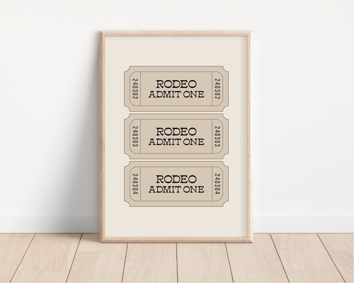 Rodeo Admit One Vintage Ticket Stub Retro Western Wall Decor Poster - Image 4