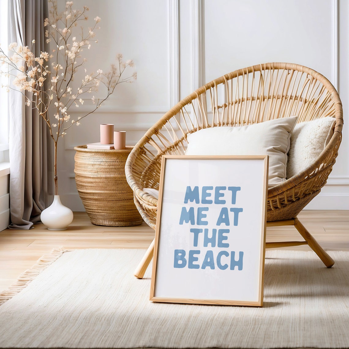 Meet Me At The Beach Blue Bubble Letter Coastal Quote Poster - Image 4