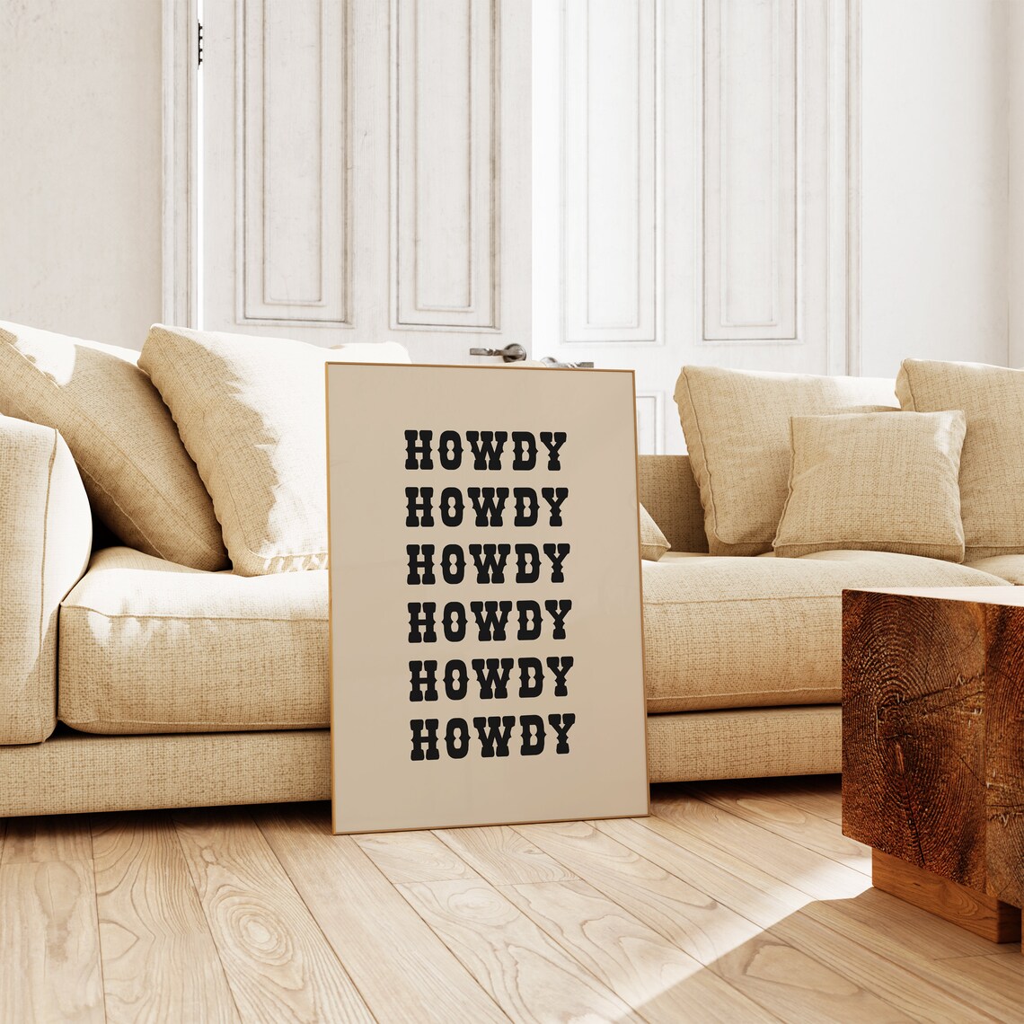 Howdy Repeated Typography Retro Western Cowboy Dorm Quote Poster - Image 3