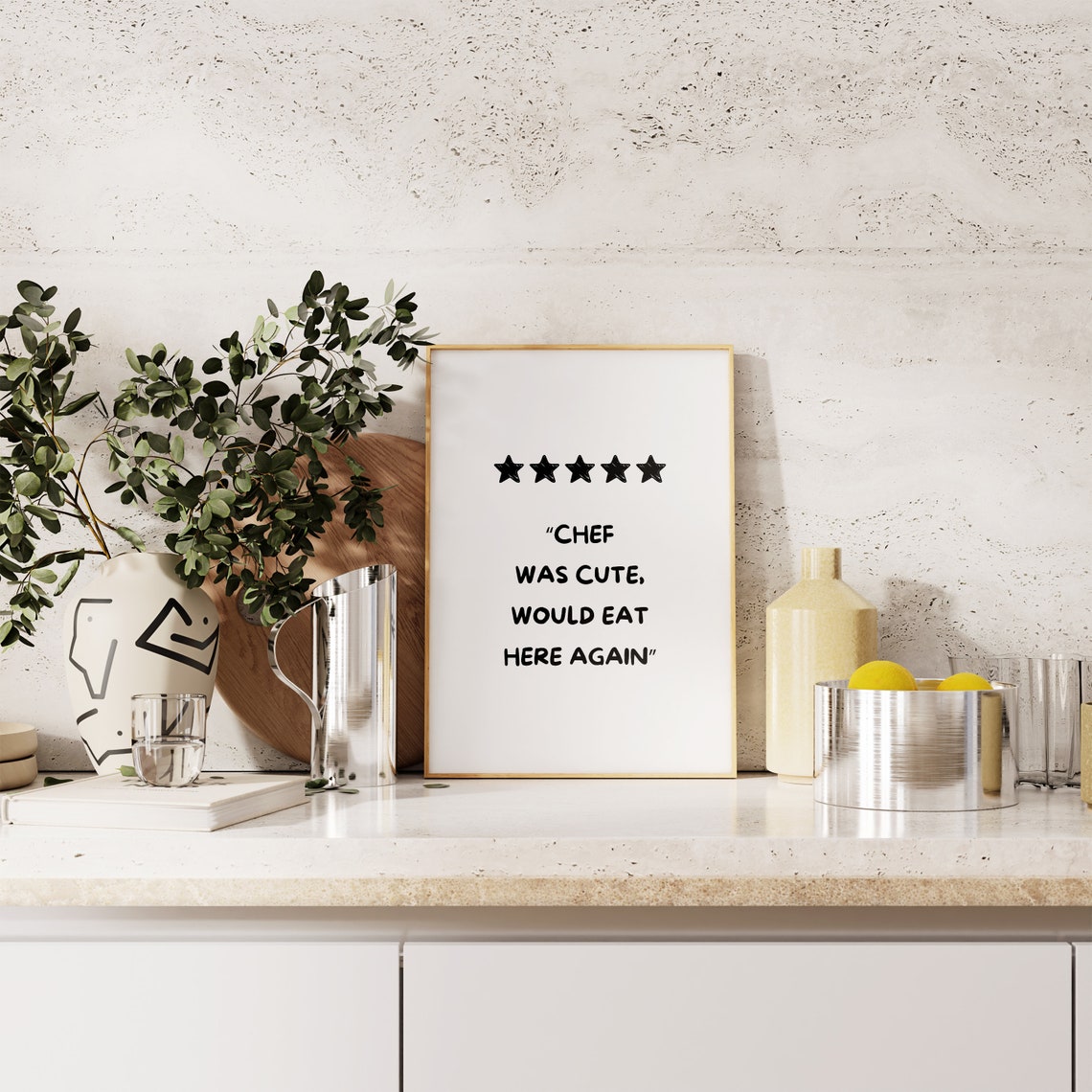Chef Was Cute Would Eat Here Again Funny Review Quote Poster - Image 3
