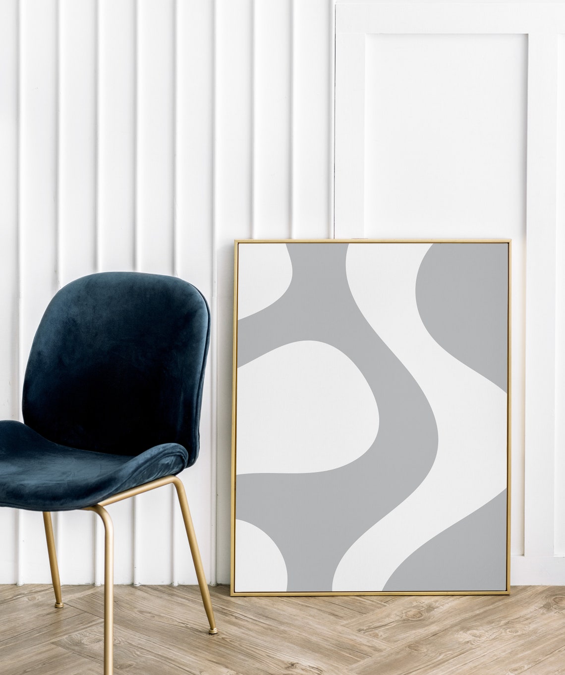 Grey Wavy Organic Curves Abstract Neutral Modern Minimalist Poster - Image 2