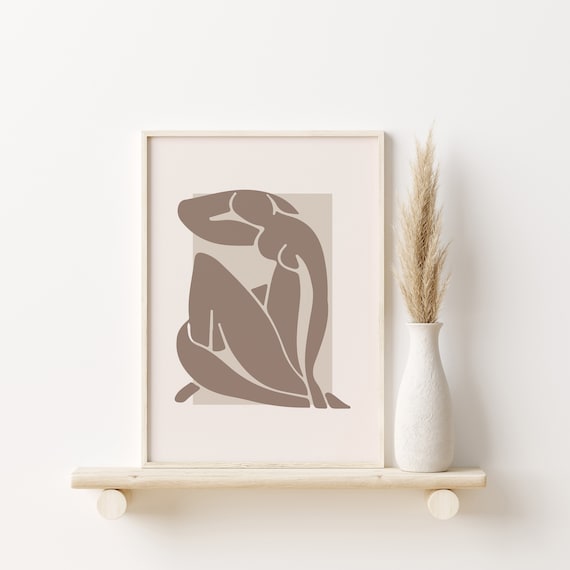 Henri Matisse Style Taupe Female Form Abstract Body Art Poster