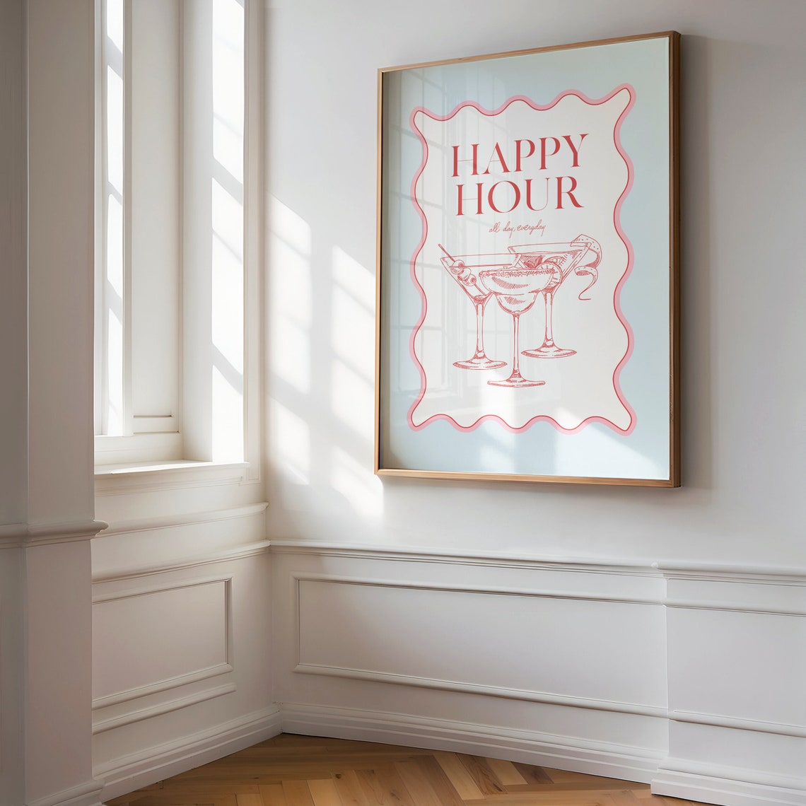 Happy Hour All Day Everyday Cocktail Bar Cart Retro Decor Poster - Image 4