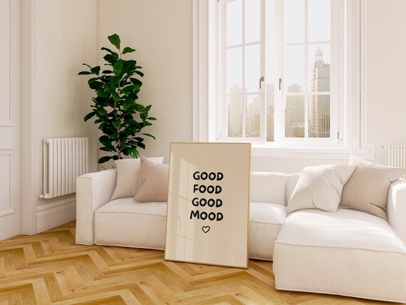 Good Food Good Mood Print Aesthetic Kitchen Decor Trendy Kitchen Wall Art Kitchen Print Cute Kitchen Poster Wall Art