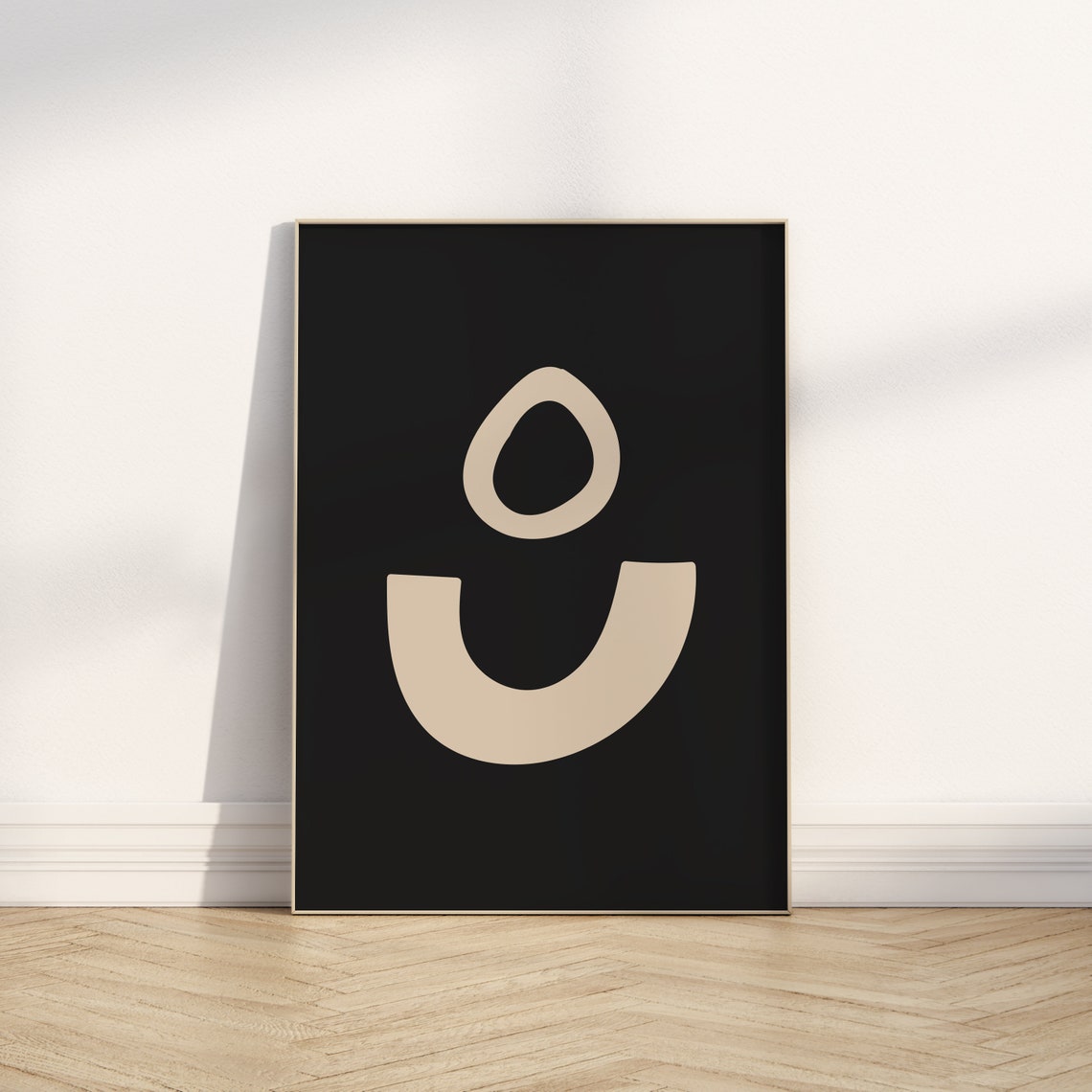 Black Abstract Geometric Poster Cream Boho Minimalist Shape Art Design - Image 4