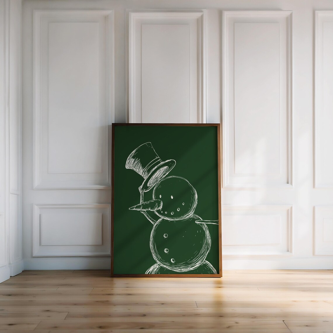 Snowman Christmas Wall Art Print, Festive Winter