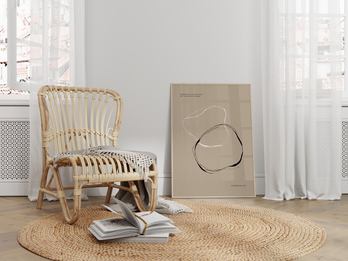 Overlapping Line Loops Tan Minimalist Gallery London Art Poster - Image 2