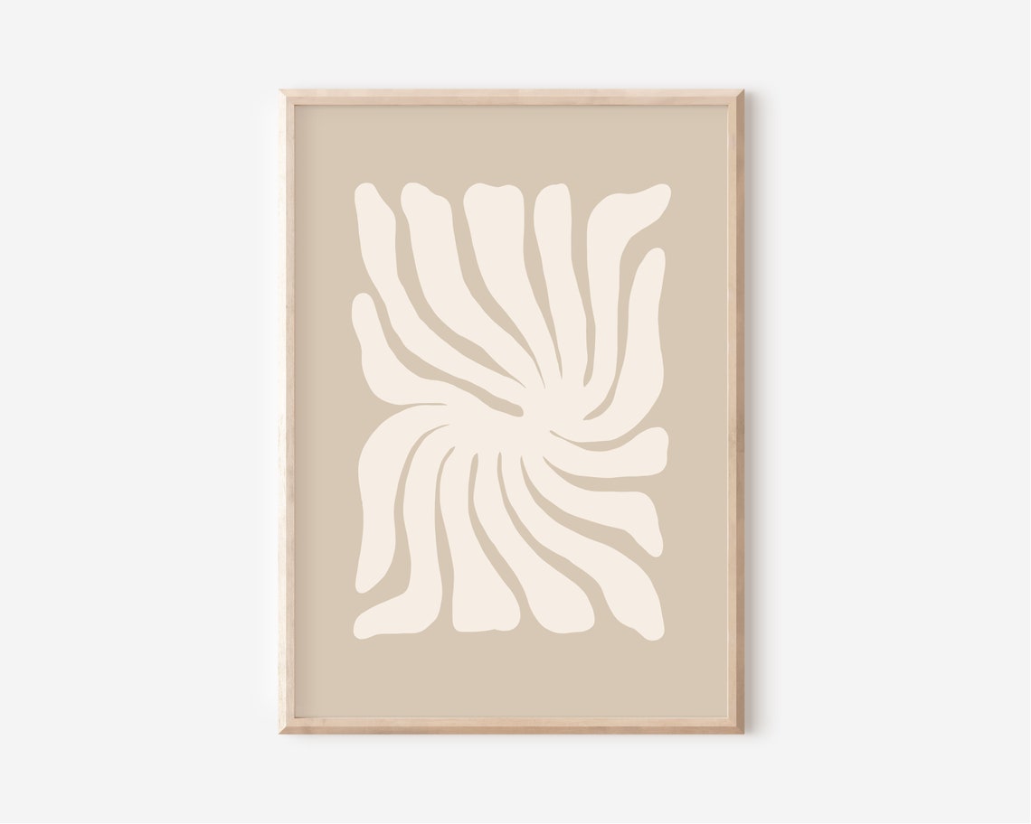 Taupe White Organic Sunburst Modern Abstract Botanical Poster - Image 4