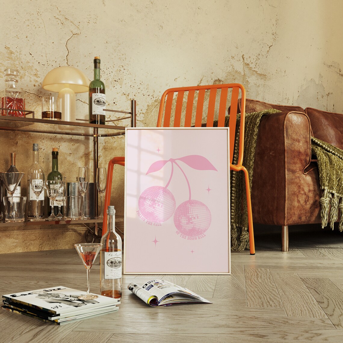 Follow The Call Of The Disco Ball Pink Cherry Poster For Dorms - Image 4