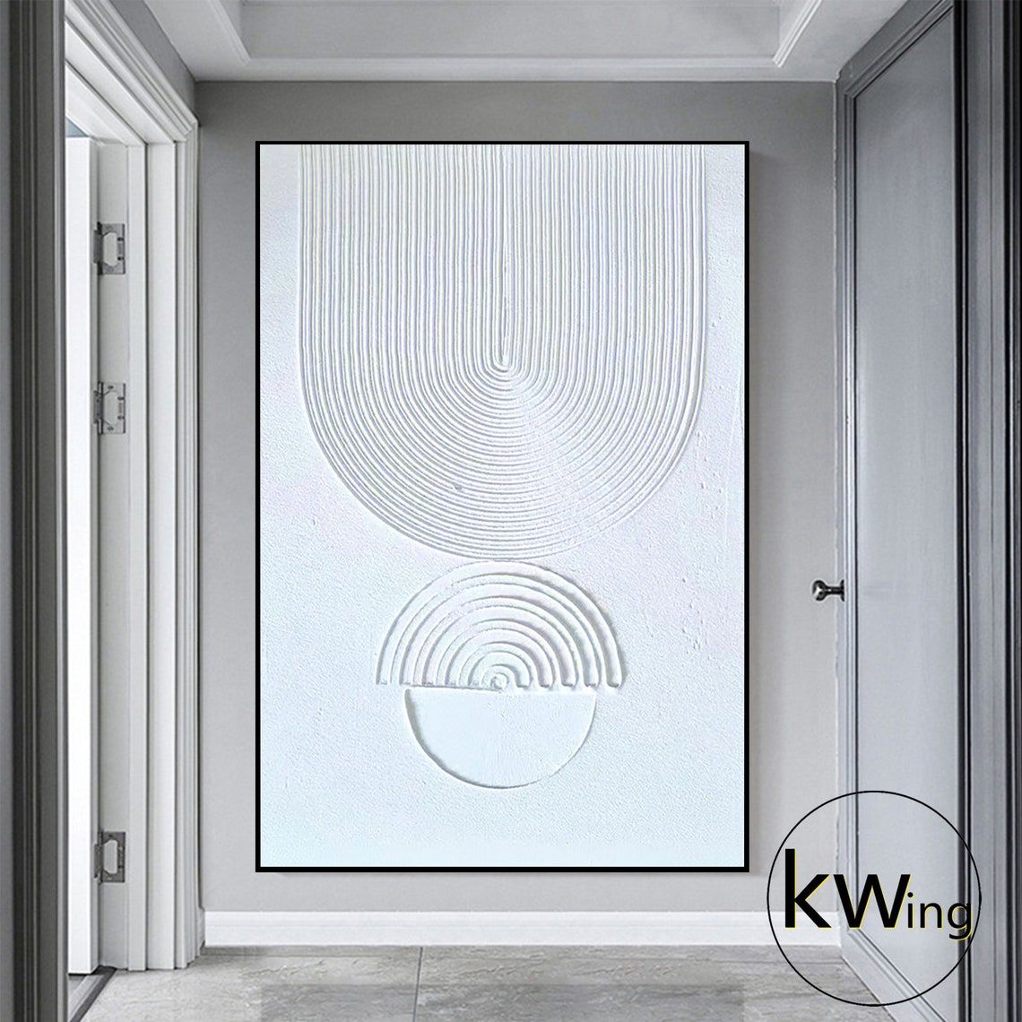 White Plaster 3D Geometric Arch Rainbow Texture Minimalist Art Poster - Image 2