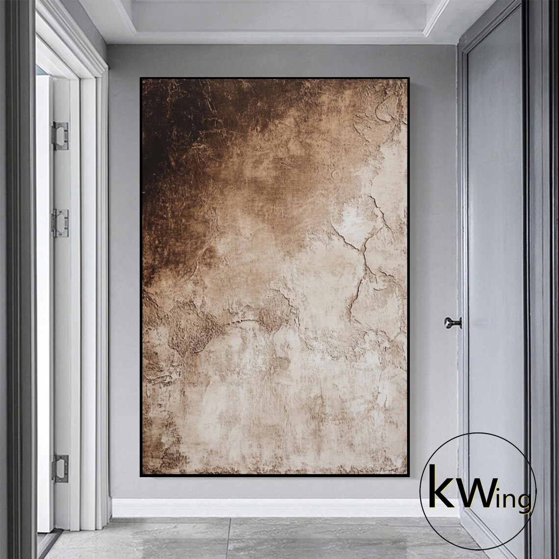 Brown Beige Textured Abstract Wabi Sabi Painting Neutral Wall Poster - Image 3