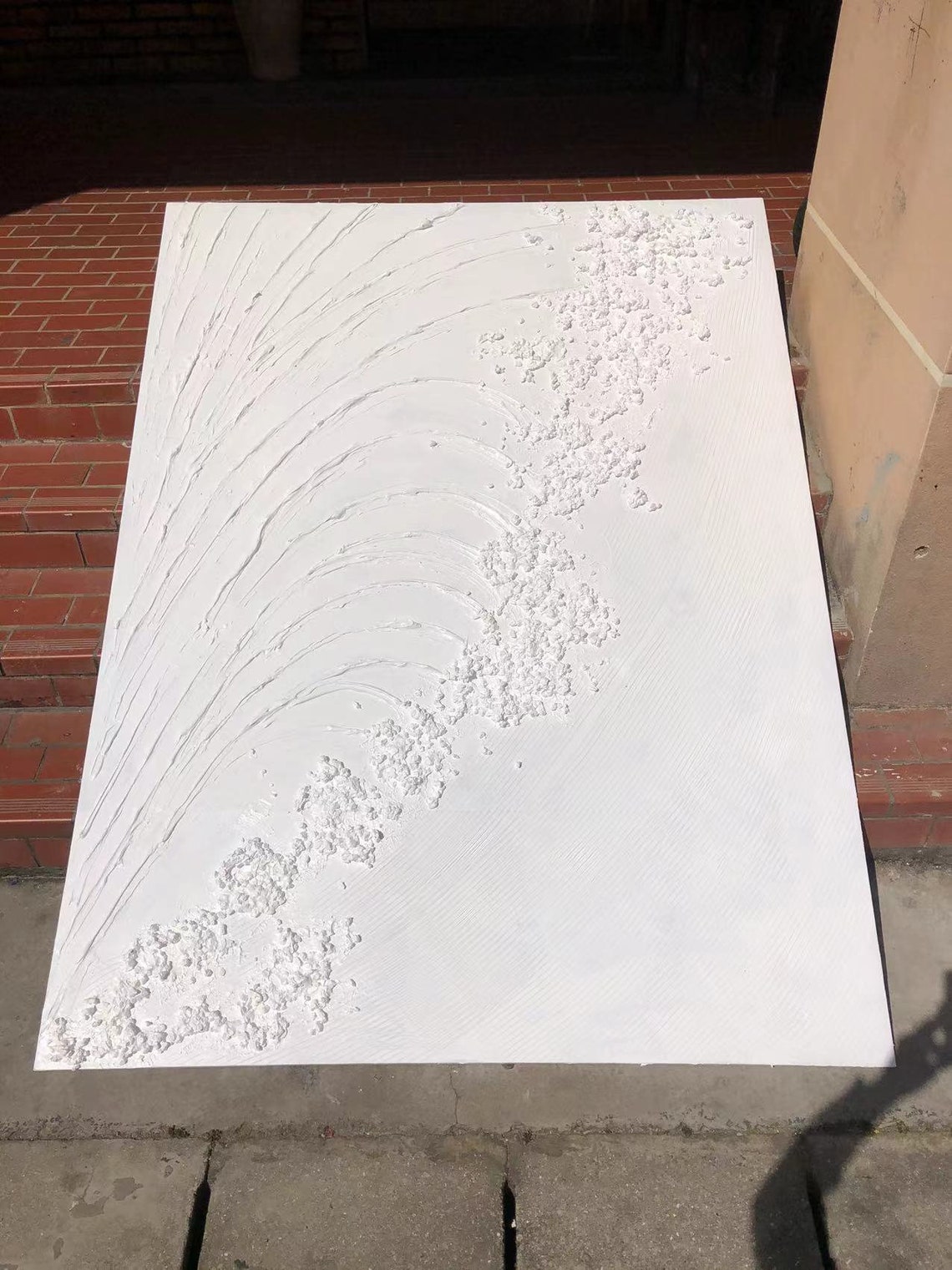 White Swirl Textured Abstract Painting 3D Impasto Modern Poster - Image 5