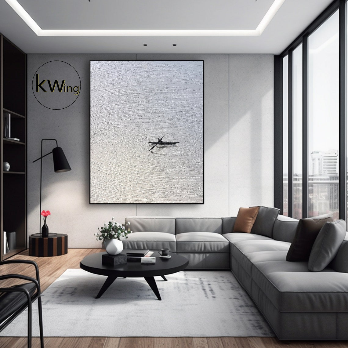 Original White 3d Textured Minimalist Painting Wabi Sabi Wall Art White Black Abstract Painting Modern Custom Painting Personalized Gift - Image 3
