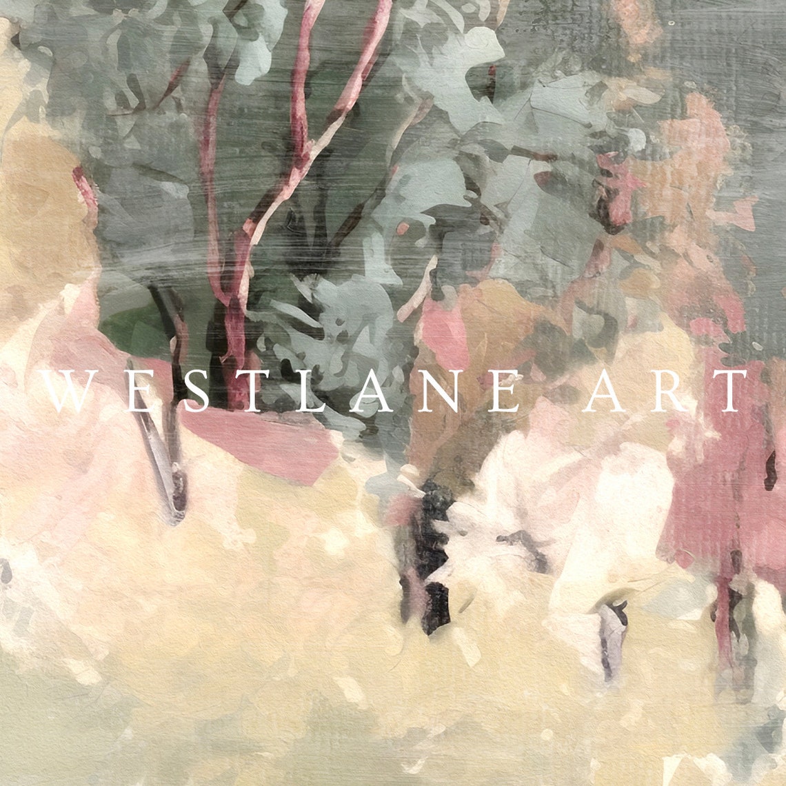 Pastel Pink Abstract Cottage Landscape Tv Art Spring Painting Girls Pink Yellow Green Living Room Decor Tv396 - Image 2