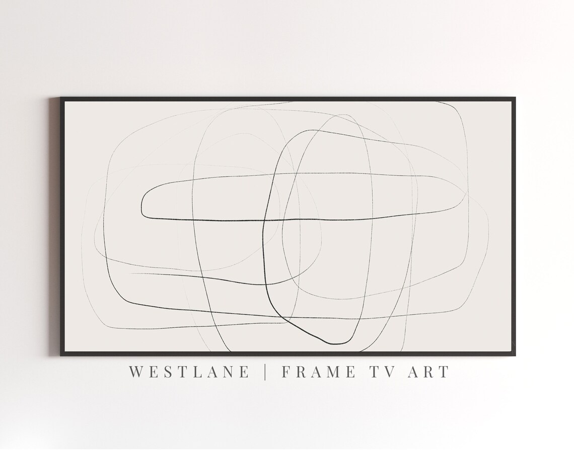 Neutral Frame TV Art, Minimalist Modern Line Drawing - Image 2