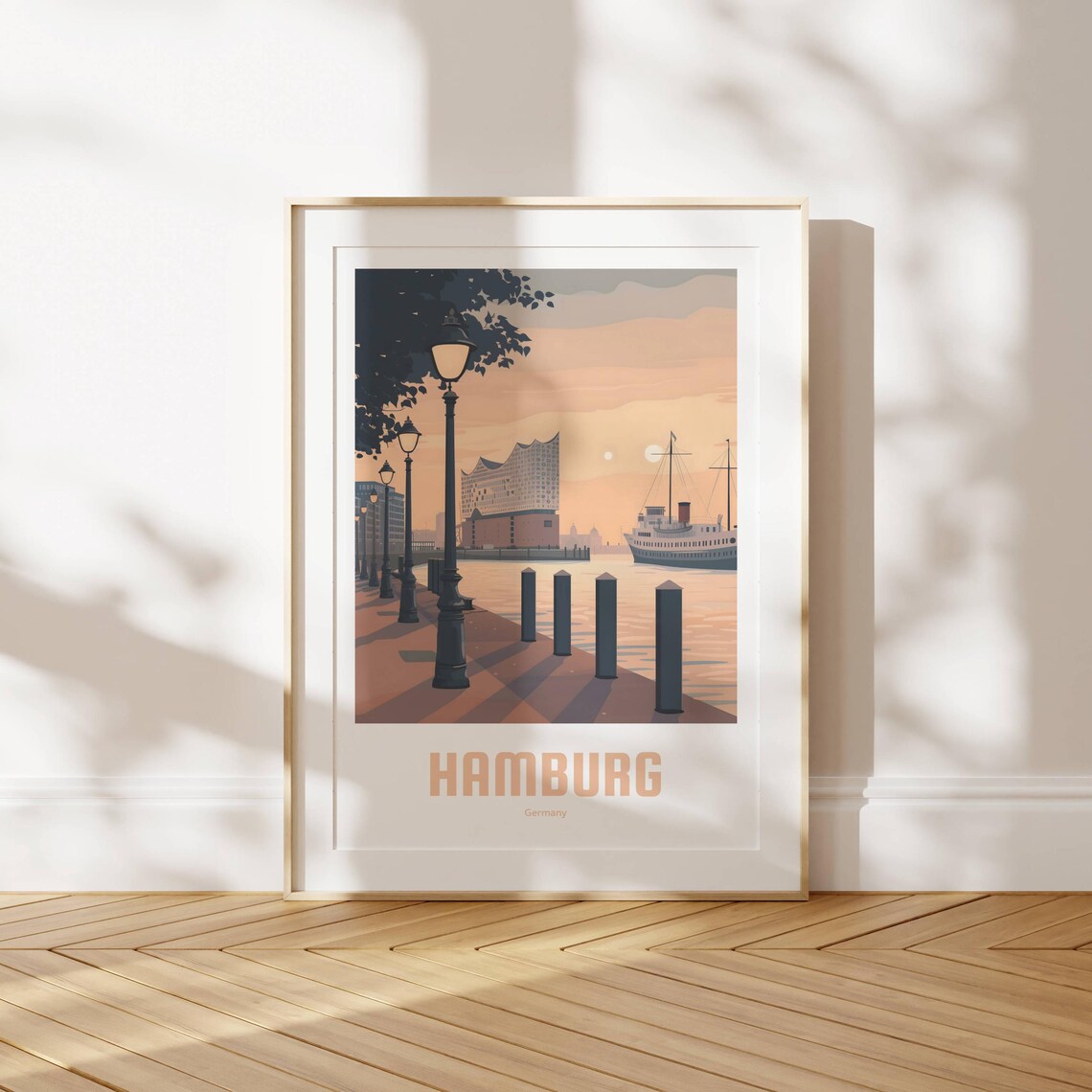 Hamburg Germany Harbor Promenade Dusk Elbphilharmonie Travel Poster - Image 4