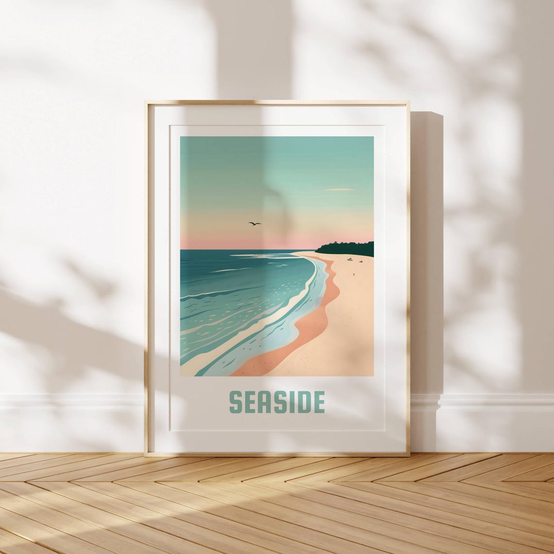 Seaside Sunset Beach Waves Retro Coastal Holiday Travel Poster - Image 2