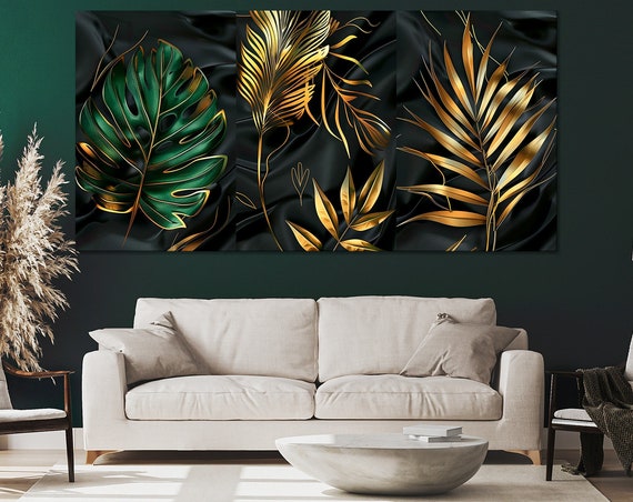 Tropical Monstera Print Tropical Leaves Print Monstera Leaf Wall Art Botanical Art Elegant Tropical Print Extra Large Living Room Art