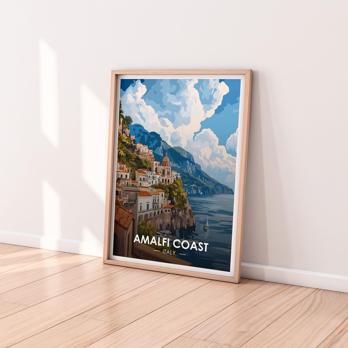 Amalfi Coast Italy Cliffside Village Church Dome Travel Poster - Image 2