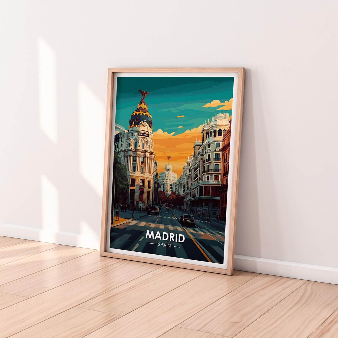 Madrid Spain Metropolis Building Gran Via Sunset Street Poster - Image 2