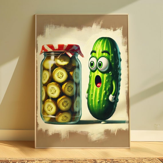 Pickle Print Food Poster Kitchen Bar Cart Art Kitchen Wall Art Preppy Wall Art Print Aesthetic Kitchen Decor Funny Poster