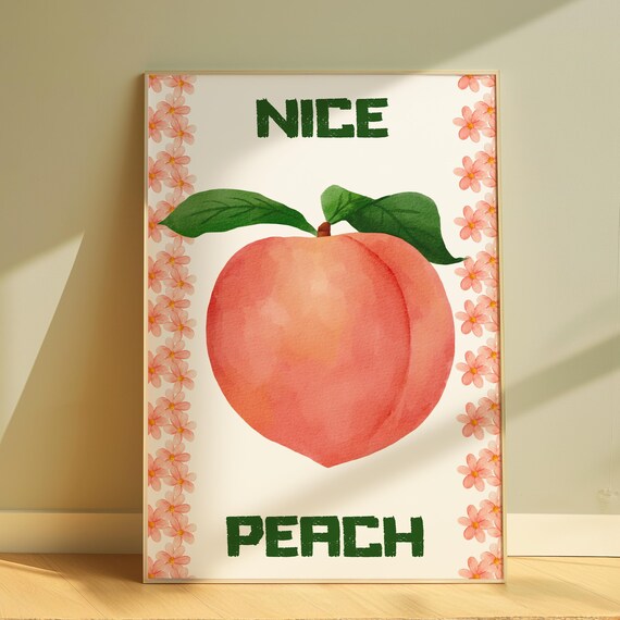 Nice Bum Peach Bathroom Art Print, Funny Decor