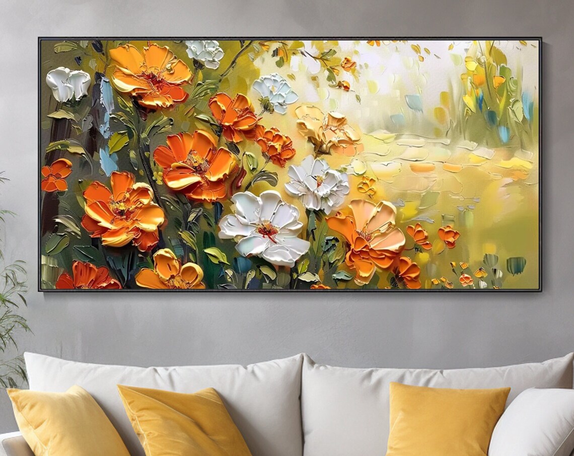Spring Flowers Oil Painting, Modern Floral Art Print