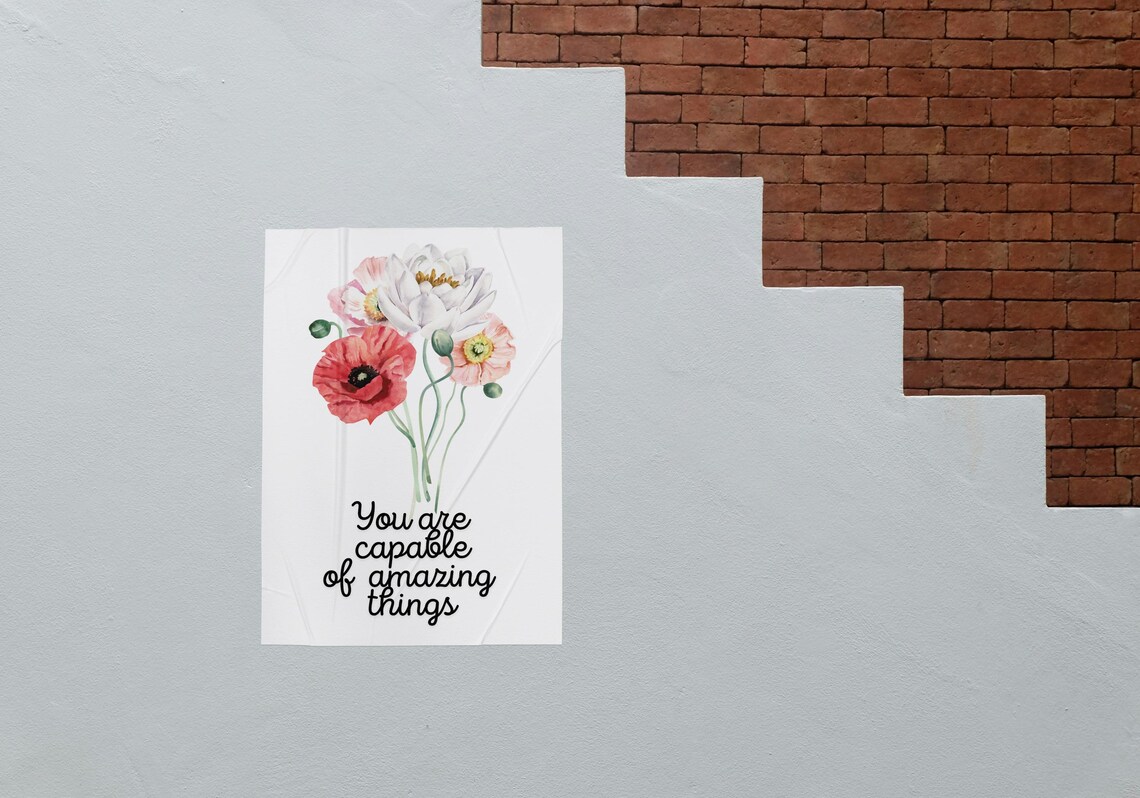 You Are Capable Of Amazing Things Watercolor Poppy Quote Print