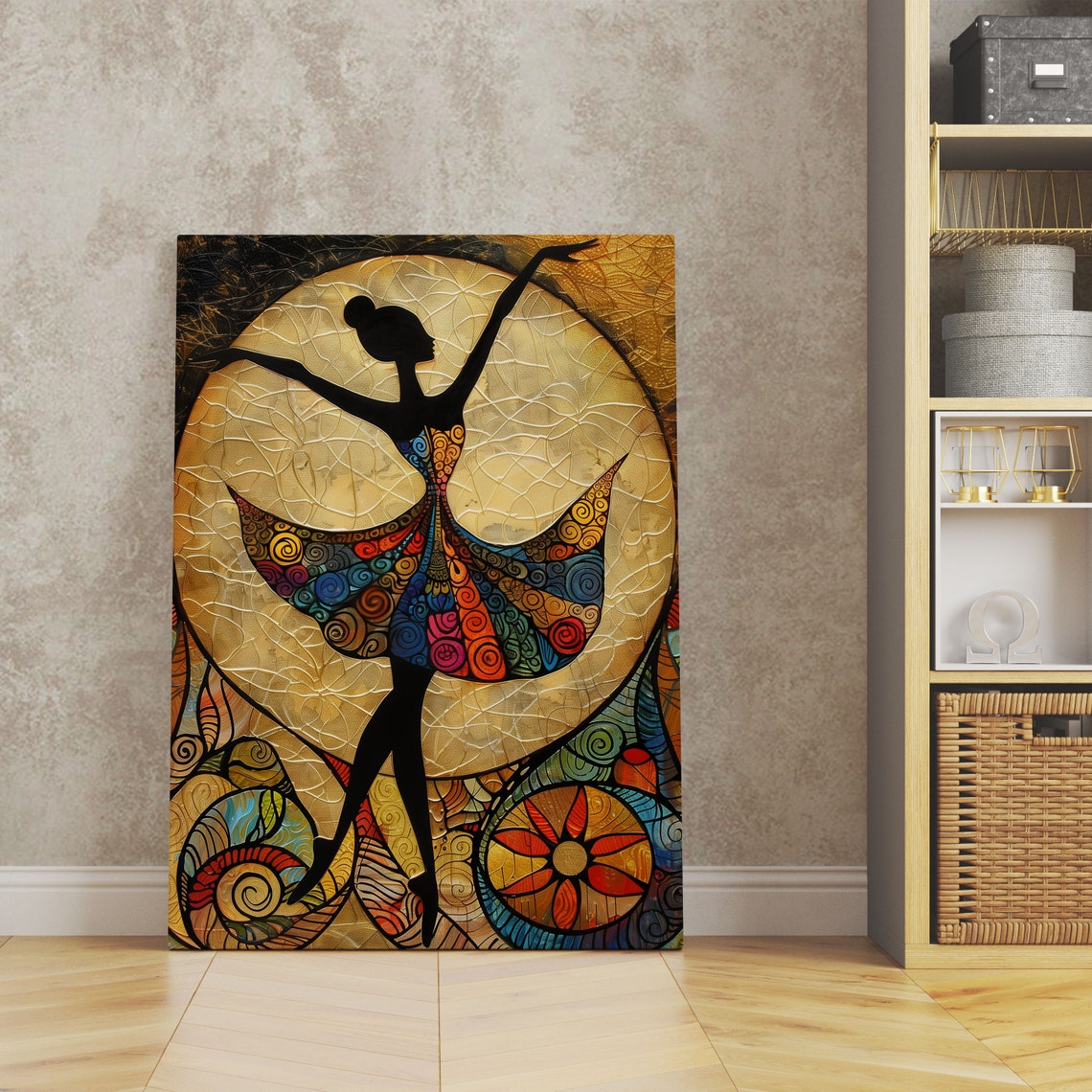 Ballerina Silhouette Under the Moon Stained Glass Dance Poster - Image 4