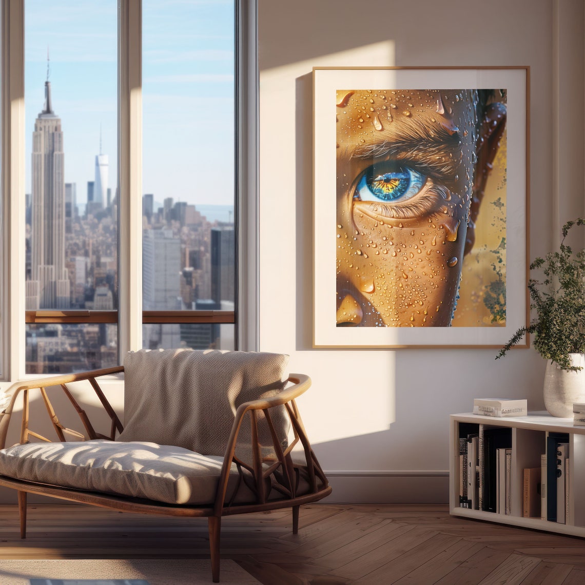 Striking Blue Eye Close Up with Water Droplets Macro Art Poster - Image 4