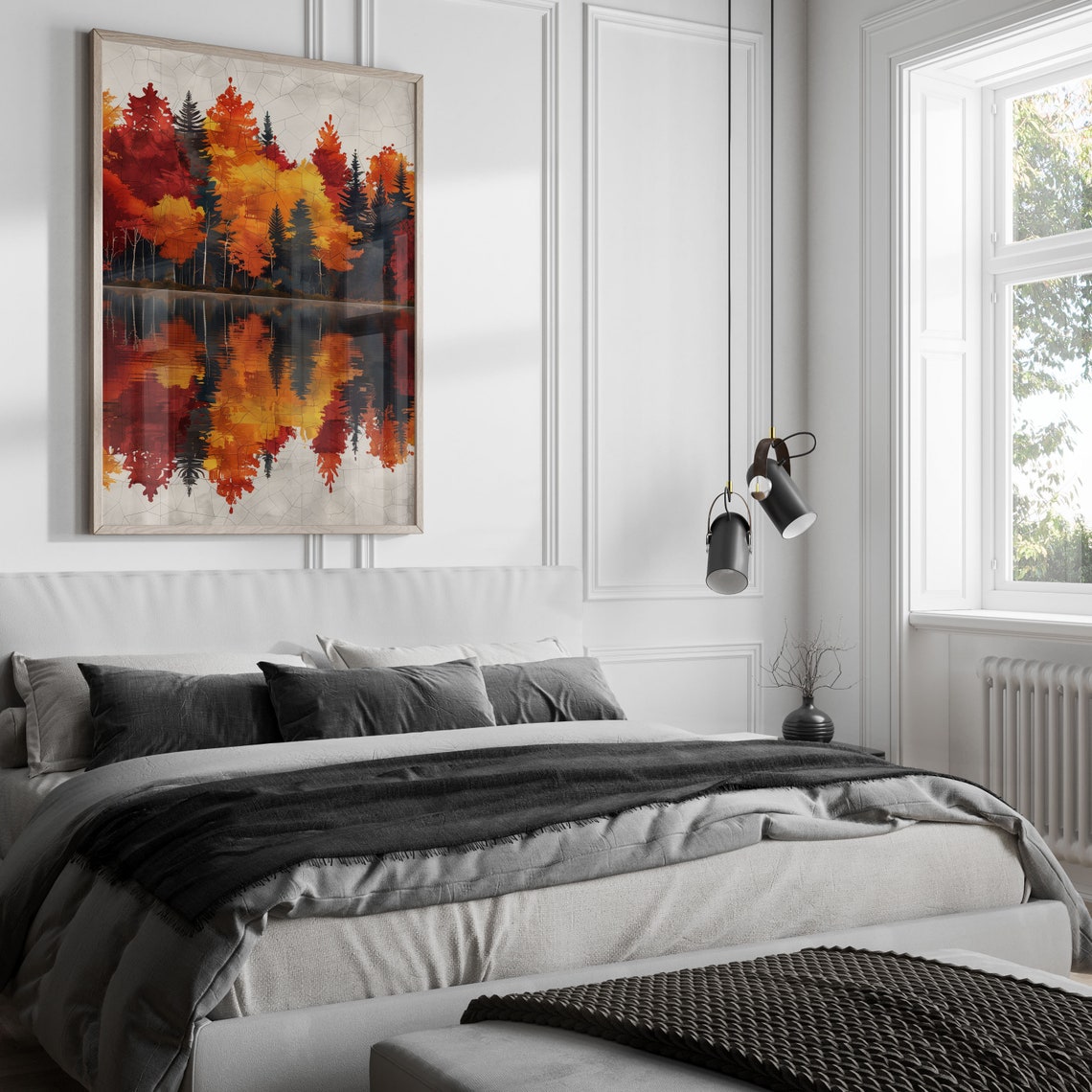 Lakeview Forest Nature Painting Arts Modern Wall Decor Art Prints Instant Wall Art - Image 2