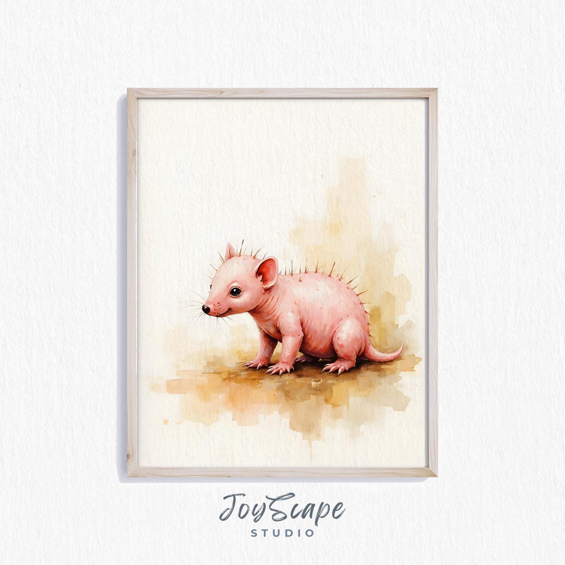 Adorable Baby Echidna Puggle Watercolor Nursery Animal Art Poster