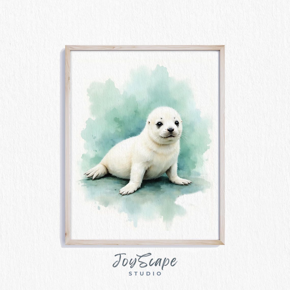 Baby Harbor Seal Pup Soft Watercolor Coastal Nursery Animal Poster