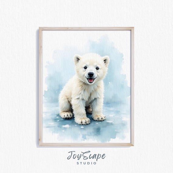 Baby Polar Bear Cub Cute Nursery Wall Art Winter Wildlife Arctic Animal Decor Charming Kids Room Poster 430