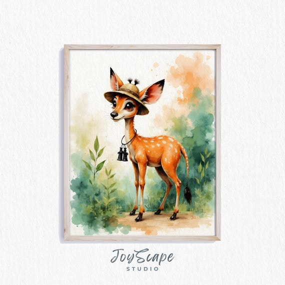 Funny Okapi Watercolor Print Quirky Animal Wall Art Nursery Decor Kids Room Illustration Instant Artwork 559