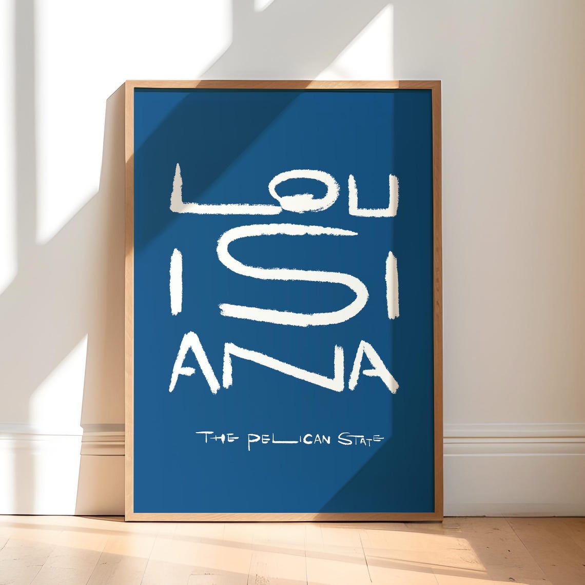 Louisiana Handwritten Calligraphy Pelican State Typography Poster