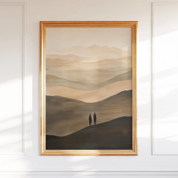 Abstract Soft Landscape Art Japandi Wall Wabi Sabi Desert Therapy Office Decor Friendsgiving