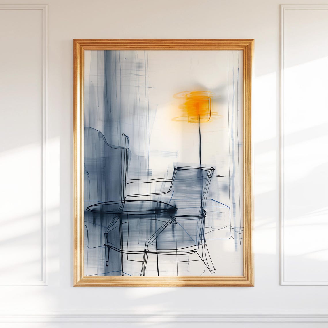 Minimalist Line Drawing Wall Art Abstract Modern Chair Sketch Print Scandinavian Home Decor Boho Poster